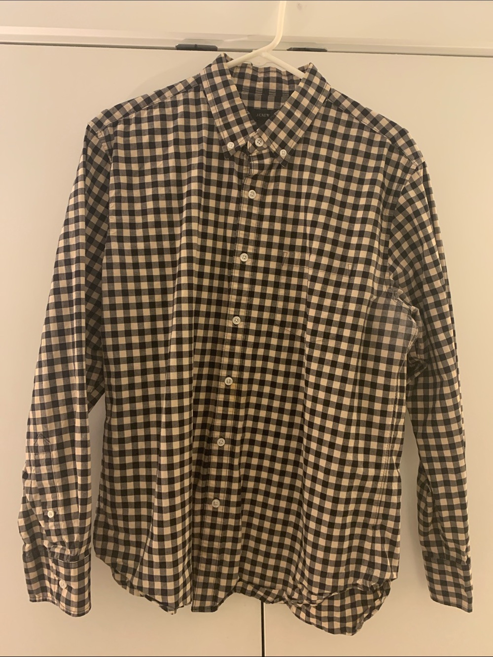 J. Crew Black and White Gingham Button-Down Long-Sleeve Shirt
